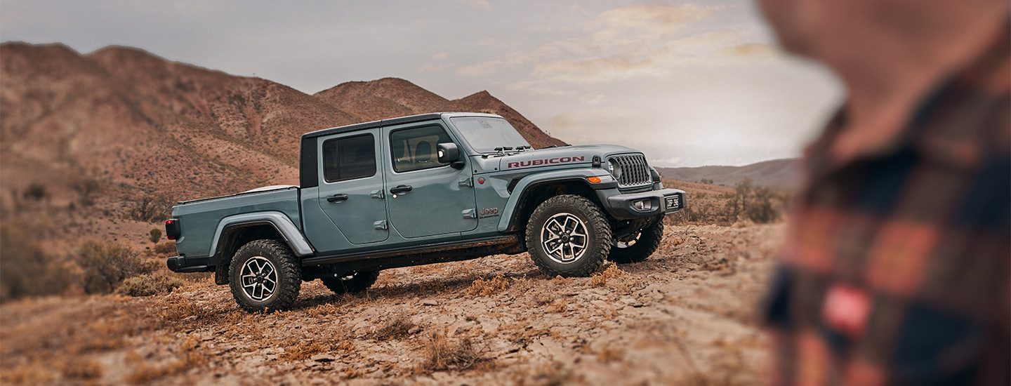 Jeep Gladiator 4x4, side view in the desert